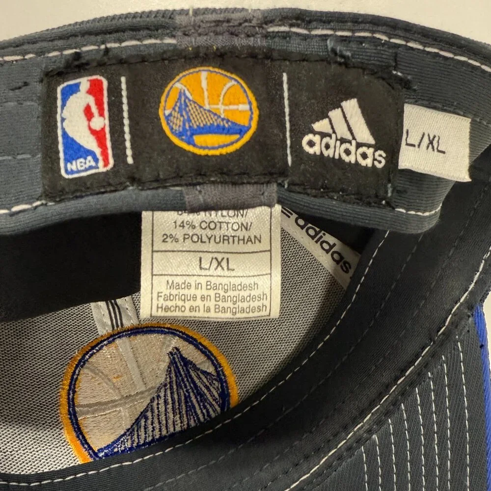 Adidas Golden State Warriors Hat L/XL Gray Stretch NBA Basketball‎ Cap